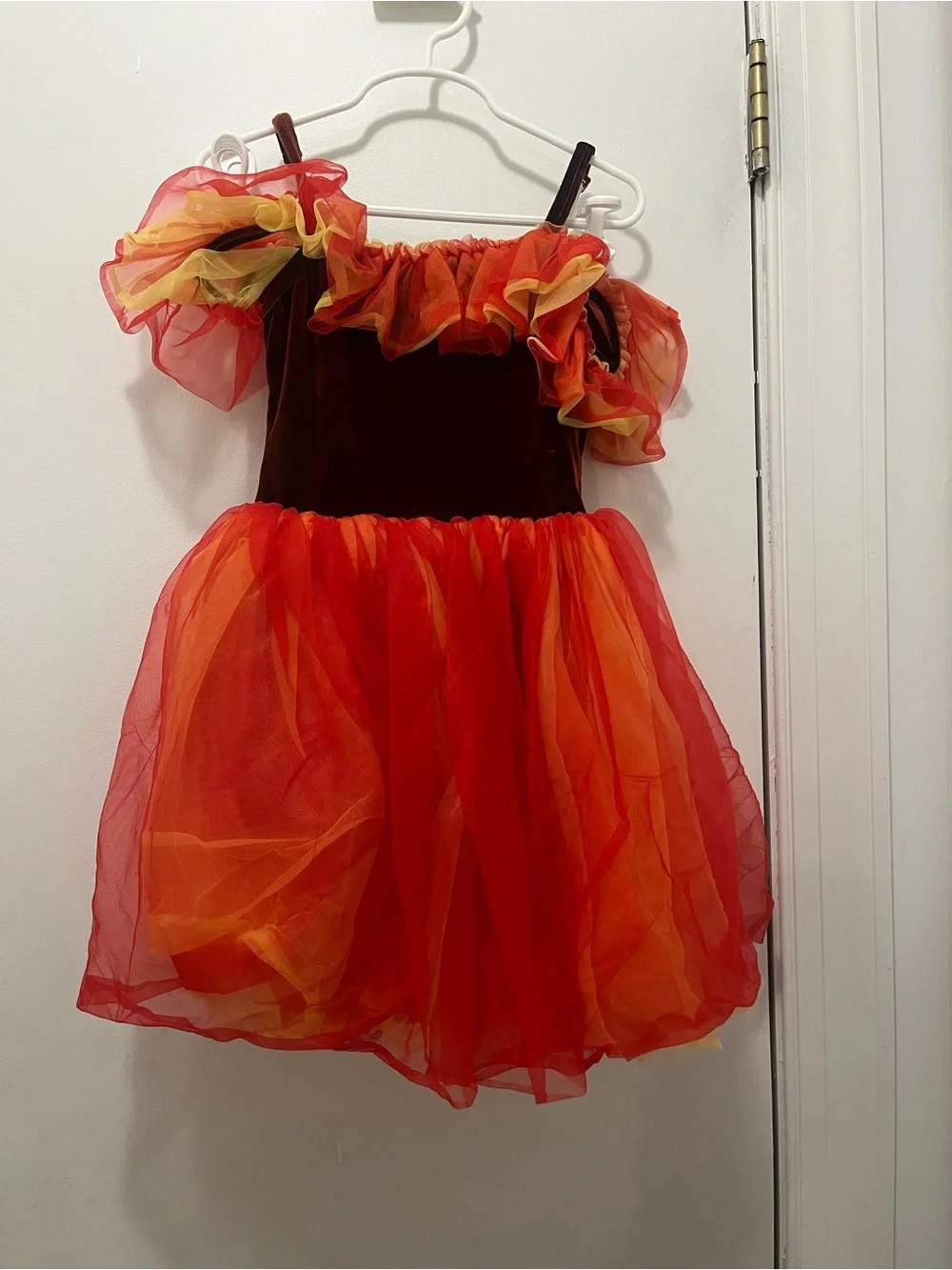 Source Unknown Red and Orange Flame Tulle Costume Dress